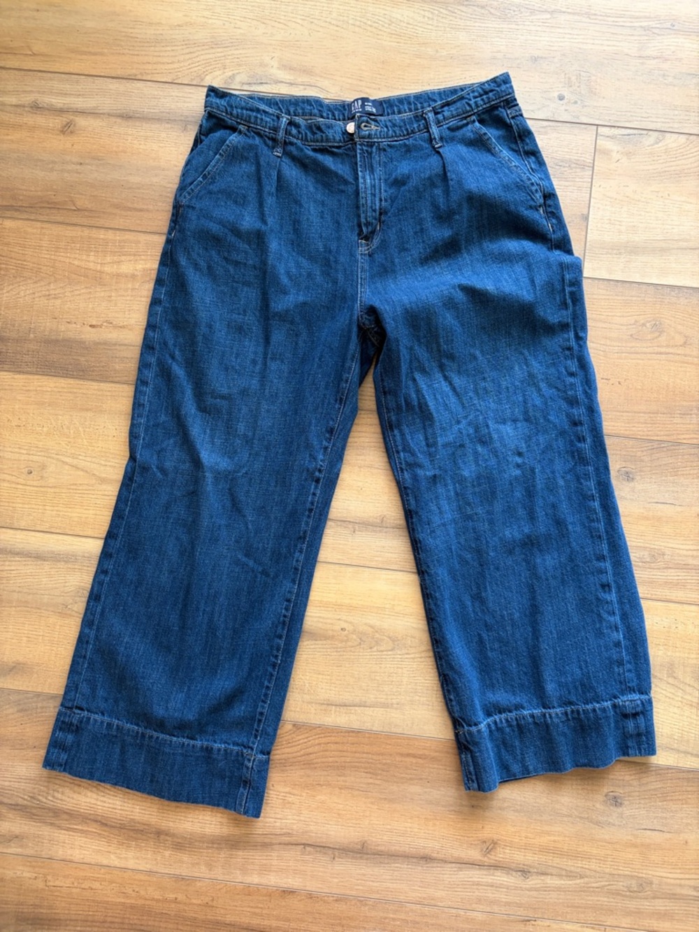 GAP Dark Blue Cropped Straight-Leg Jeans